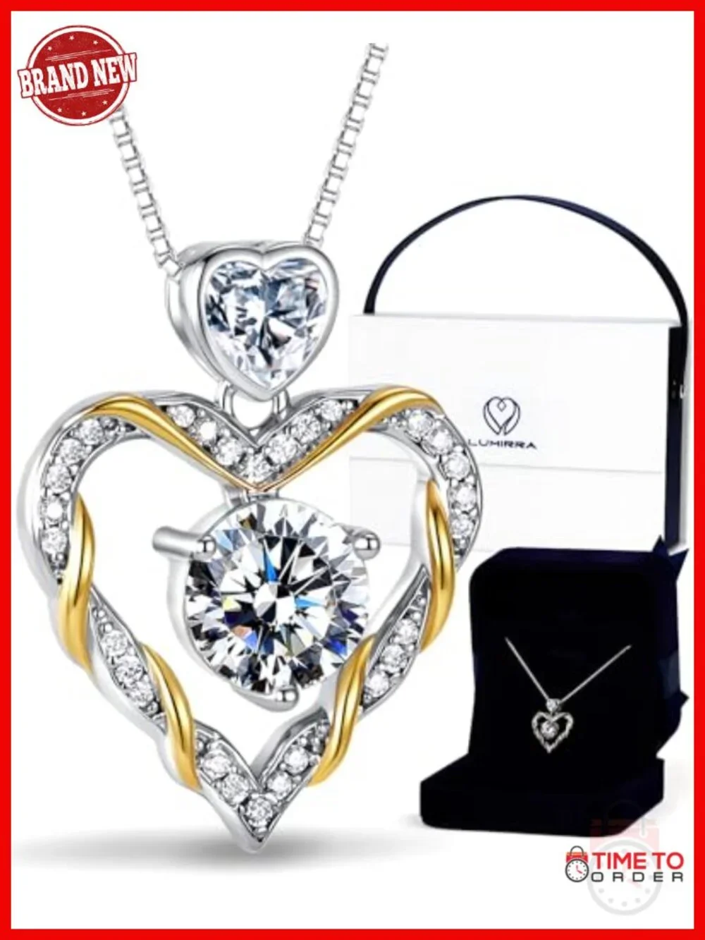 1.5 Carat Heart Moissanite Pendant Necklace 925 Sterling Silver Gift Set